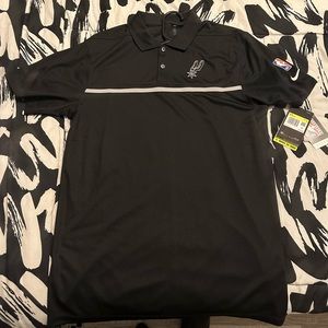 New Nike NBA San Antonio Spurs Statement Polo Shirt Black Size Small